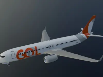 Gol Linhas Aereas Boeing 737-800 low poly with cockpit Low-poly 3D model