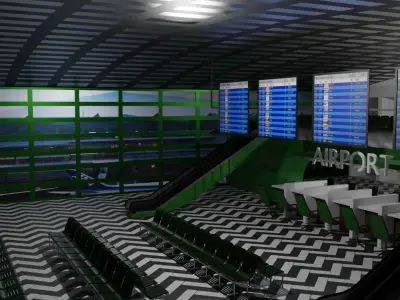 Airport interior Low-poly 3D model