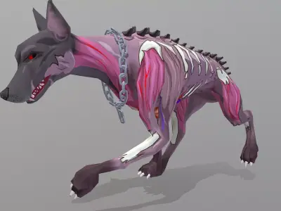 Hybrid Police Dog DoberMan Walk Cycle 3D model