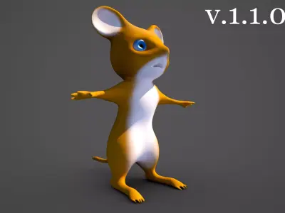 Standing Mouse Character Free low-poly 3D model