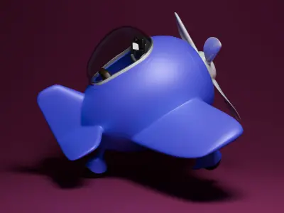 Animated Game Ready Little Plane 3D model