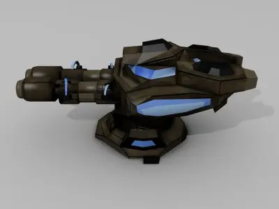 Sci-fi Low-poly Cannon Turret Low-poly 3D model