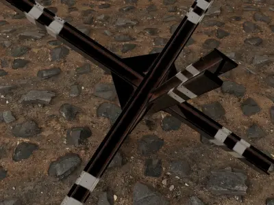 anti-tank hedgehog set 3 PBR   Low-poly 3D model