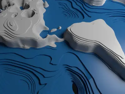 Topological World Map 3D model