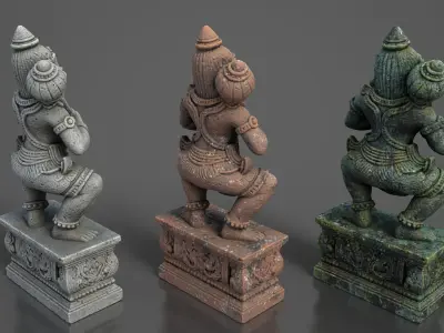 Ancient Khmer Statue28-250523 Low-poly 3D model