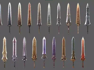 synthetic heavy sword Low-poly 3D model