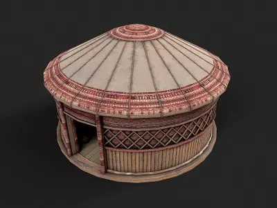 Mongolian Yurt and Interior 3 Low Poly PBR Low-poly 3D model