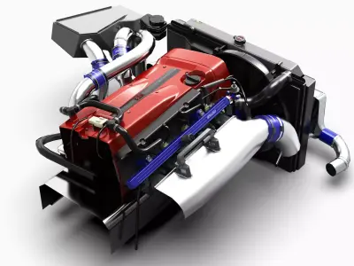 RB26DETT Greddy Engine Low-poly 3D model