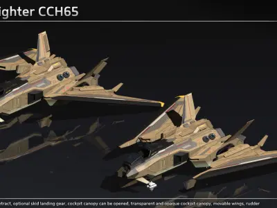 Scifi Fighter CCH65 Low-poly 3D model