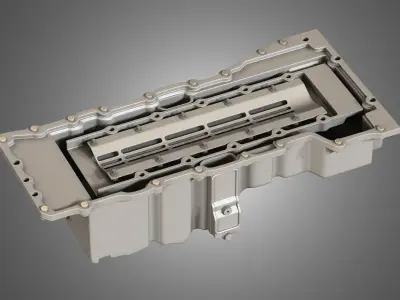 Oil Pan with Cover and Bolts 3D model