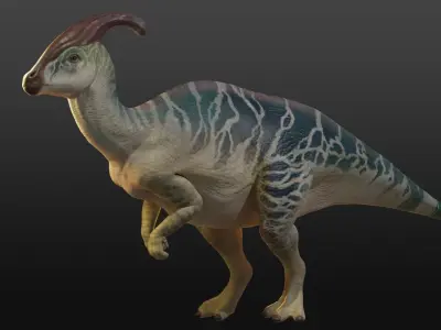 Jurassic Park Parasaurolophus Blender Low-poly 3D model