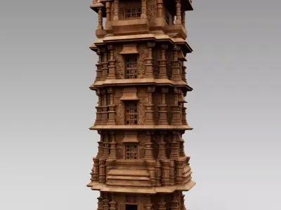 Vijaya Stambha - Game and Movie Ready Low-poly model Low-poly 3D model