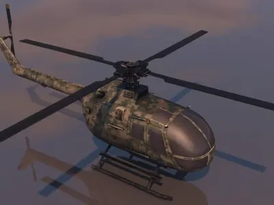 Low poly VR AR game ready military Helicopter  Low-poly 3D model