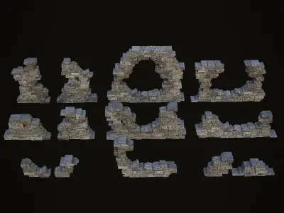 Ancient Stones Pack Low-poly 3D model