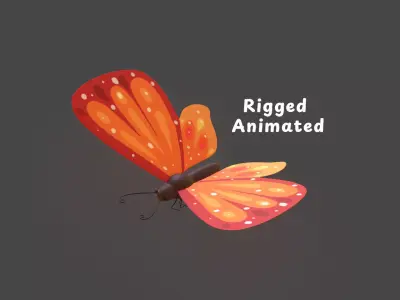 Butterfly Wing Flapping 2 Animated Low-poly 3D model
