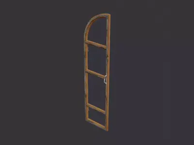 Wood Arch Window Double Frame Rustic Oak Low-poly 3D model