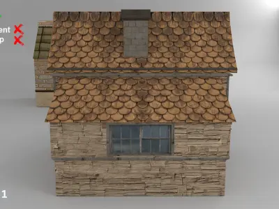 Low Poly Medieval Town Set Low-poly 3D model