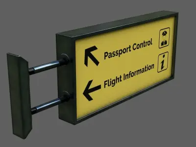 Airport Sign Board 001  Low-poly 3D model