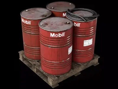 Oil drums set Low-poly 3D model