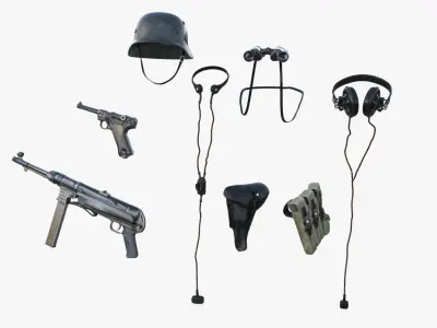 German Panzer Crew Soldier 2 WWII  Low-poly 3D model