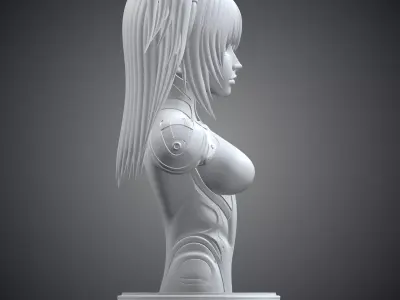 Cybernetic Twin-Tail Girl Bust PM-277 3D print model