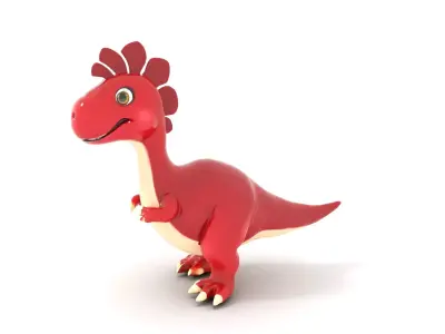 Red Cartoon Dinosaur model pack Low-poly 3D model