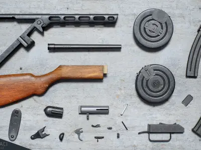 PPSh-41 Low-poly 3D model