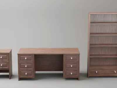 Simple Desk Set - Low Poly PBR Low-poly 3D model