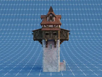 Medieval Watchtower Low-poly 3D model