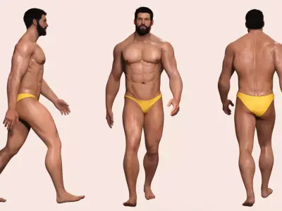 RIck Realistic Male Bodybuilder Character PBR Rigged Free 3D model
