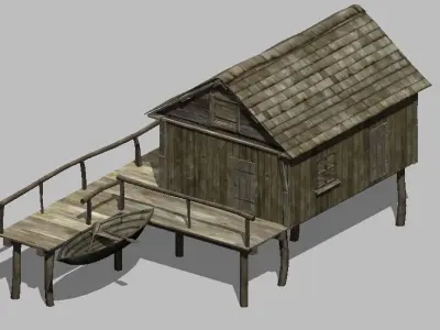FishermanHouse wooden house 3D model