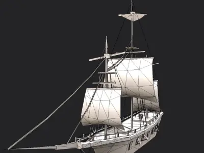 Medieval Ship Low-poly 3D model