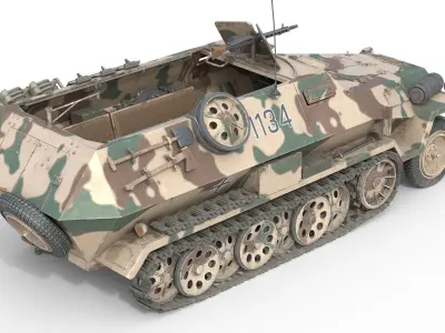 Armored Infantry Vehicle Sd Kfz 251 Low-poly 3D model