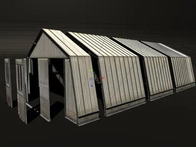 Hangar modular Low-poly 3D model