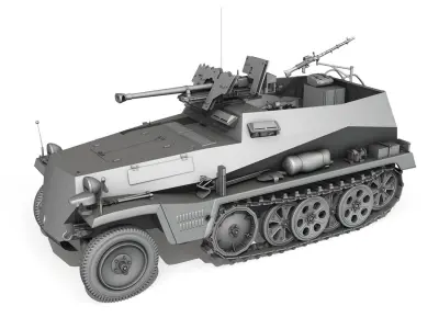SD KFZ 250 11 - Half-track with heavy anti-tank rifle 3D model