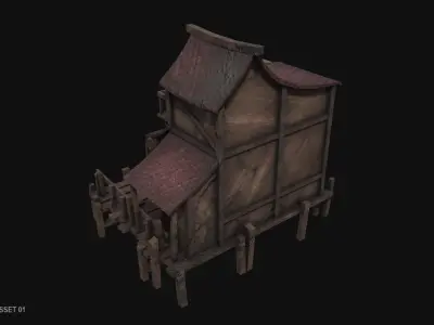 Fishing village asset 01 Low-poly 3D model