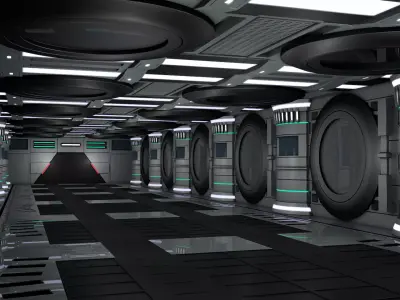 Sci Fi Corridor Interior 3D model 5