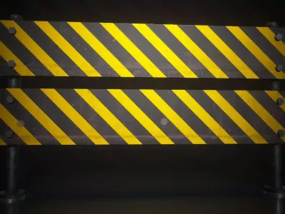 Free Road Barrier Variation 3 Low Poly PBR Game-Ready Asset Free low-poly 3D model