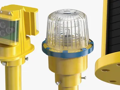 Airport Runway Light Set with Navigation Lamps 3D model