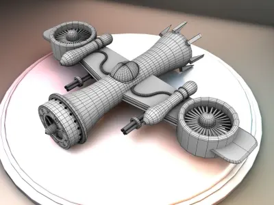 Stylized Spaceship 3D Model Low-poly 3D model