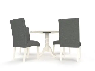 Dining Set Linen White Free 3D model