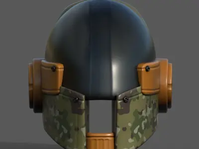 Helmet scifi military combat 3d model low poly Low-poly 3D model