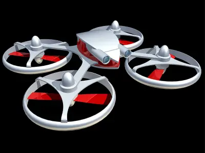 Quadrocopter silver and drone 3D model