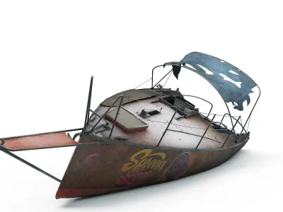 Abandoned small sailboat 3D model