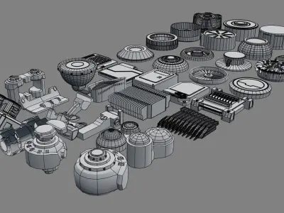 Scifi kitbash kit 3D model