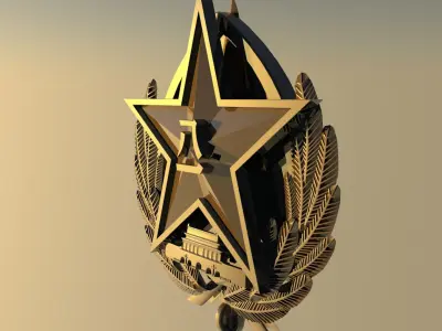badge with star and laurel 3D model