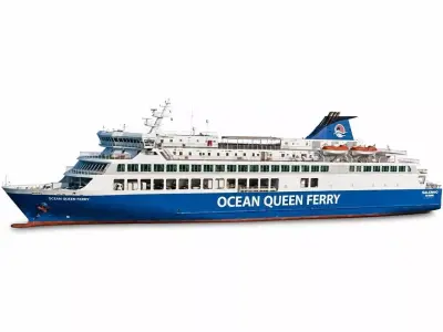 Ocean Queen Ferry Large Passenger and Vehicle Vessel 3D model