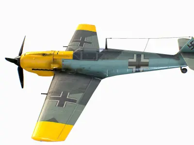 German fighter aircraft Messerschmitt Bf 109 Low-poly 3D model