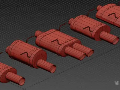 Car Muffler Exhaust Pack  Low-poly 3D model