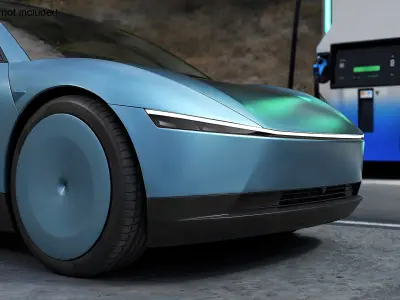 Electric Coupe Car with Freewire Ultrafast Charging Station 3D model
